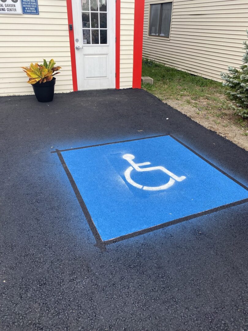 Close view of the disabled parked area on the road